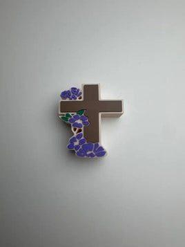 Cross Purple Flowers STRAW TOPPER