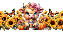 Cute Cow Coffee Sunflowers UV Wrap