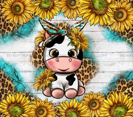 Cute cow sunflower tumbler wrap