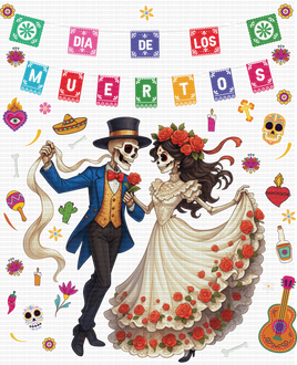 Dia de los muertos dancing couple