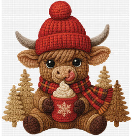 Faux Yarn cow hot cocoa