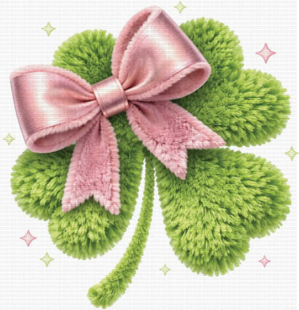 Faux Yarn Shamrock with Bow