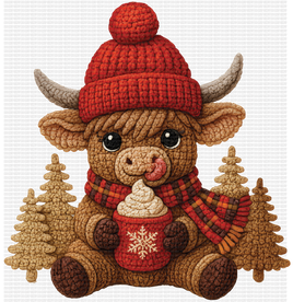Faux Yarn cow hot cocoa