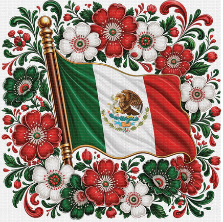 Floral Mexican Flag
