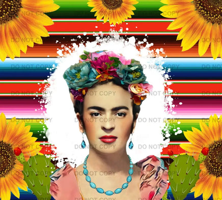 Frida sarape and sunflowers tumbler wrap