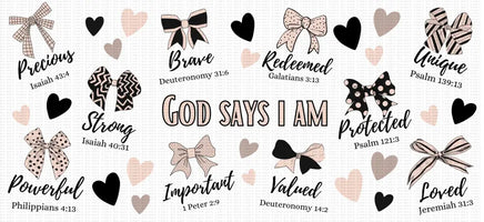 God Says I Am PINK AND BLACK Bows UV Wrap