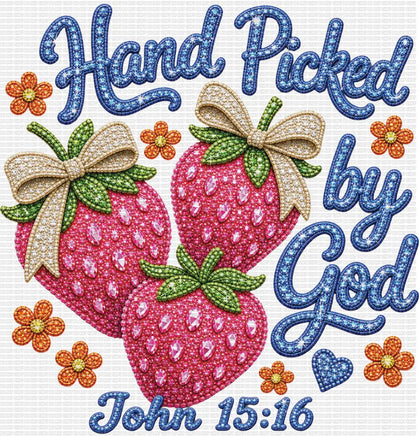 Hand Picked By God Rhinestone Straberries