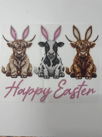 HAPPY EASYER RHINESTONE COWS DD