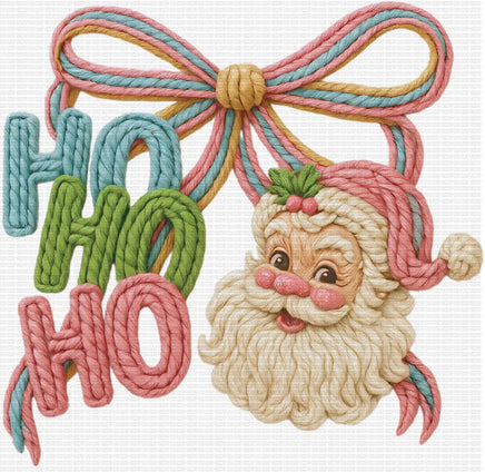 Ho Ho Ho Bow Santa Faux Yarn
