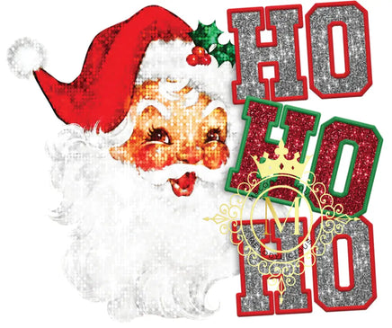 ho ho ho santa faux embroidery