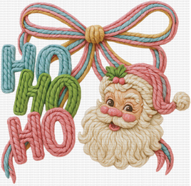Ho Ho Ho Bow Santa Faux Yarn