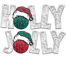 holly jolly faux embroidery