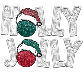 holly jolly faux embroidery