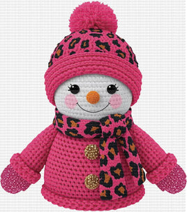 Hot Pink Snowman Faux Yarn