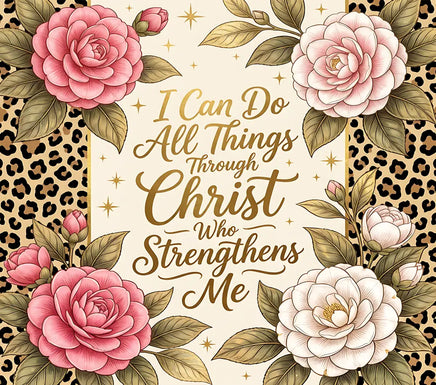 I can do all things through Christ floral tumbler wrap