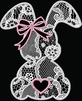 Lace Easter Bunny Pink Bow