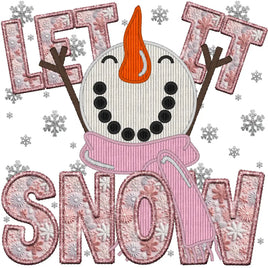 let it snow pink faux embroidery