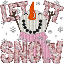 let it snow pink faux embroidery