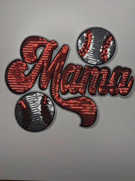 Mama Baseball Red Sequin