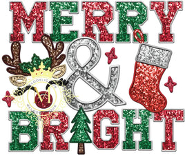 Merry and bright faux embroidery