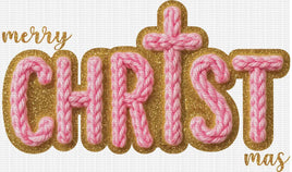 Merry Christ Mas pink faux yarn