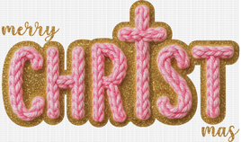 Merry Christ Mas pink faux yarn