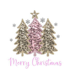 merry christmas trees faux embroidery