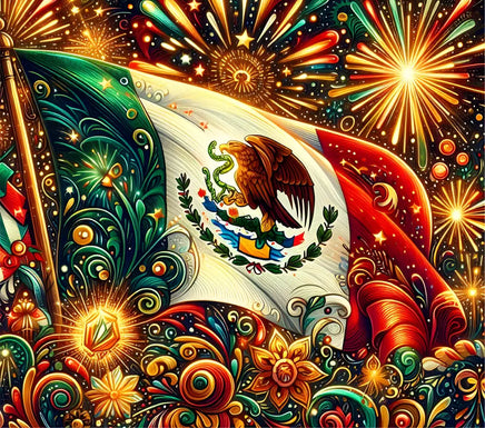 Mexico fireworks tumbler wrap