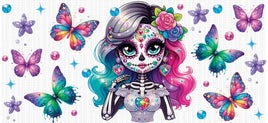 Neon Catrina butterfly UV Wrap