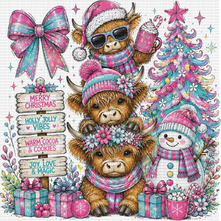 Neon Christmas Cows