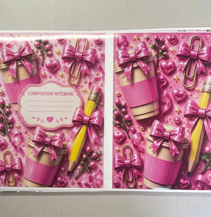 Pink and Gold School Supplies Notebook Cover