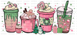 pink and green christmas coffee