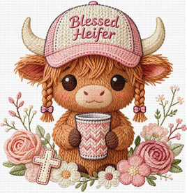 Pink Blessed Heifer Faux Yarn