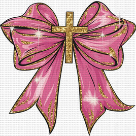 Pink Bow With Cross