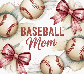 Pink bows baseball mom tumbler wrap
