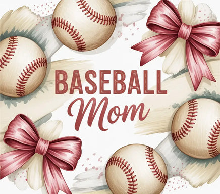 Pink bows baseball mom tumbler wrap