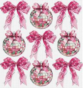 Pink disco balls and bows New Years
