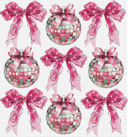 Pink disco balls and bows New Years