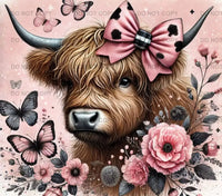 Pink floral cow tumbler wrap Sublimation / 1