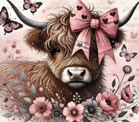 Pink floral cow tumbler wrap Sublimation / 2