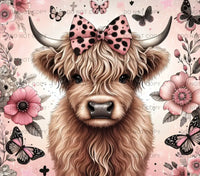 Pink floral cow tumbler wrap Sublimation / 3