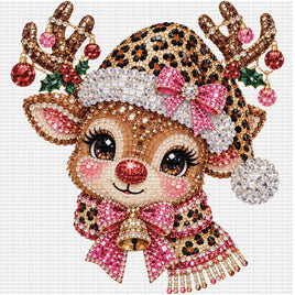 Pink rhinestone reindeer