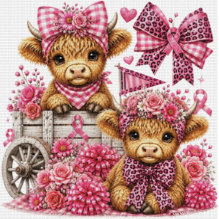 Pink Ribbon Highland Cow