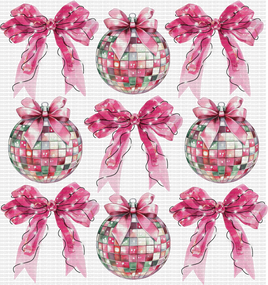 Pink disco balls and bows New Years