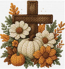 Pumpkins Cross Faux Yarn