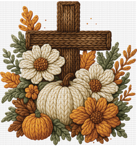 Pumpkins Cross Faux Yarn