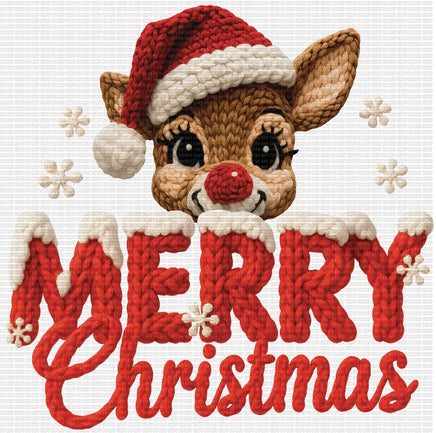Reindeer Merry Christmas Faux Yarn