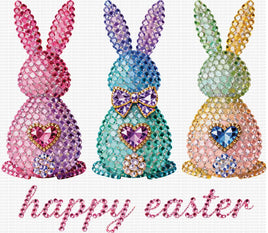 Rhinestone Happy Easter Bunnies