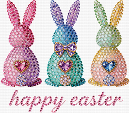 Rhinestone Happy Easter Bunnies