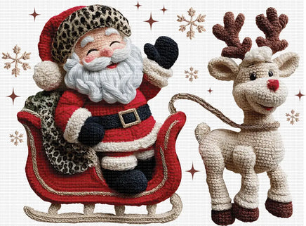 Santa on sleigh Faux yarn